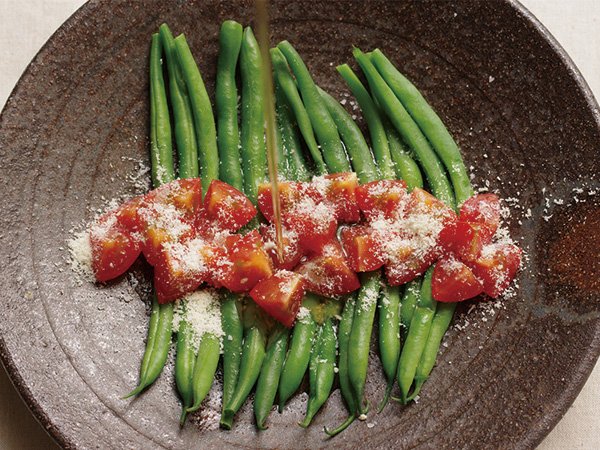 いんげんとトマトのイタリア風簡単サラダの写真